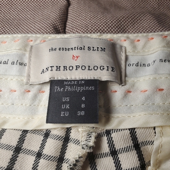 Anthropologie Essential Slim Pants in Plaid, Checked Windowpane Print Size 4 - Picture 7 of 11